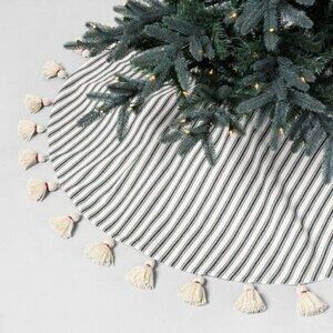 Ticking Stripe Tree Skirt‎ w/ Tassels Cream Green - Hearth & Hand Magnolia 2023